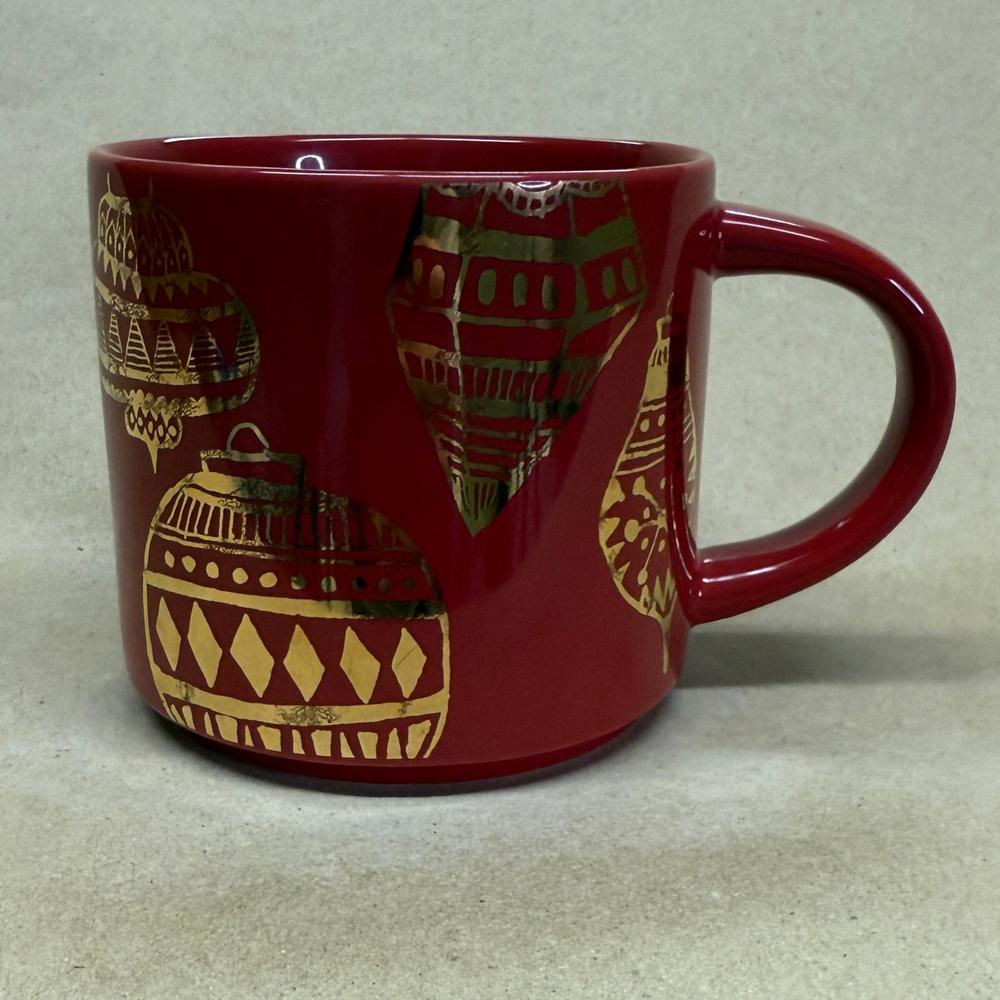 Starbucks Red with Gold Foil Ornaments Christmas Mug-2015